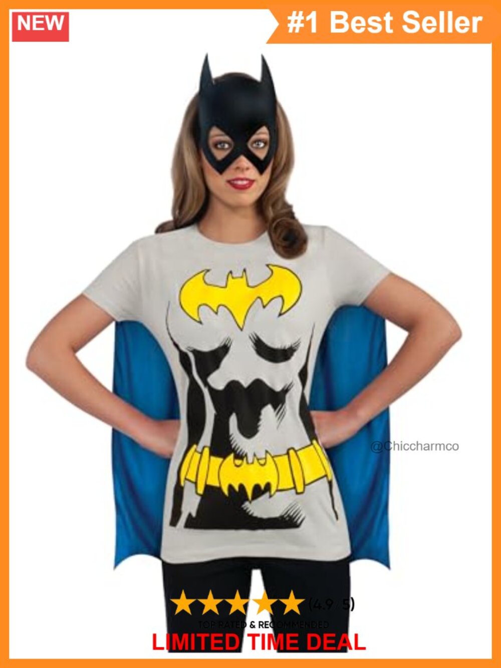 DC Comics Superheroes Batgirl T-Shirt With Cape And Mask Adult Women's XL
